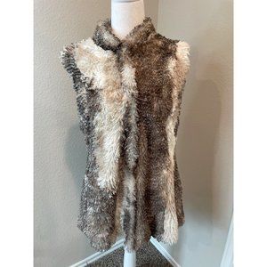 CAbi Aspen Gray & White Faux Fur Zip Front Vest